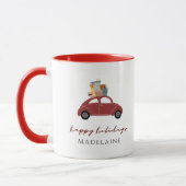 Weihnachten Geschenke Red Car Ihr Name Happy Holid Tasse (Links)