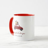 Weihnachten Geschenke Red Car Ihr Name Happy Holid Tasse (Vorderseite Links)