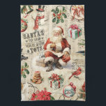 Weihnachten Geschirrtuch<br><div class="desc">Vintage Weihnachten decoupage Küchentuch. Ein festes Küchentuch ist ein niedliches Weihnachtsgeschenk. Entworfen für Sie von BlackBerry Boulevard.</div>