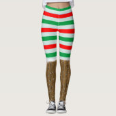 Weihnachten gestreift Leggings mit Schnee (Vorderseite)