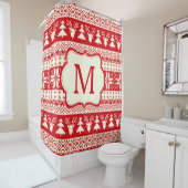 Weihnachten gestrickte Muster-Monogramm-Initiale Duschvorhang (Beispiel)
