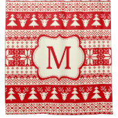 Weihnachten gestrickte Muster-Monogramm-Initiale Duschvorhang (Vorderseite)