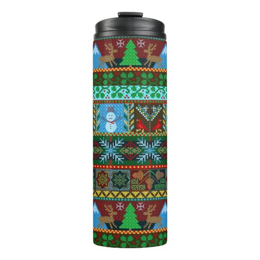 Weihnachten gestrickter thermosbecher (Vorderseite)