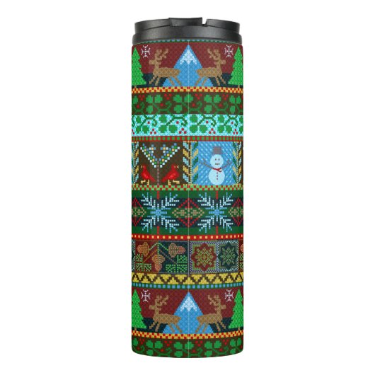 Weihnachten gestrickter thermosbecher (Rückseite)