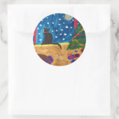 Weihnachten gewartet runder aufkleber (Tasche)