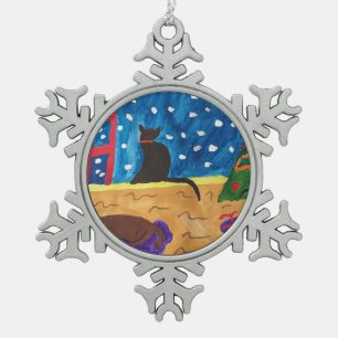 Weihnachten gewartet schneeflocken Zinn-Ornament
