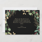 Weihnachten Gilded Greenery auf Schwarz | FOTO Save The Date (Rückseite)