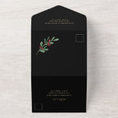 Weihnachten Gilded Greenery auf Schwarzer Hochzeit All In One Einladung (Außenbereich)