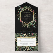 Weihnachten Gilded Greenery auf Schwarzer Hochzeit All In One Einladung (Innen Boden)