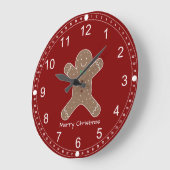 Weihnachten Gingerbread Mann auf rot frohe Weihnac Große Wanduhr (Winkel)