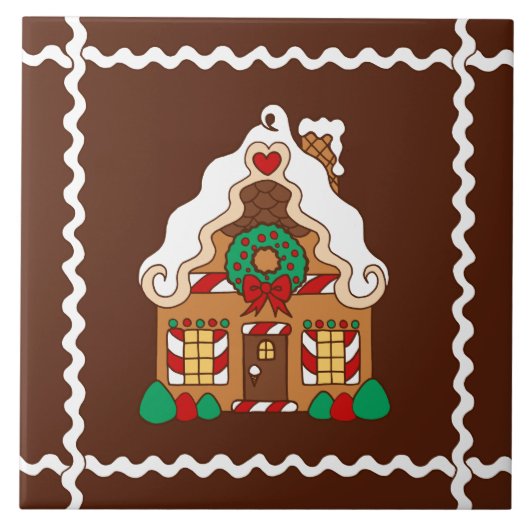 Weihnachten Gingerbrett Haus Küche Trivet Geschenk Fliese (Vorderseite)