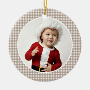 Weihnachten Gingham Foto Weihnachtsfeiertag Keramik Ornament