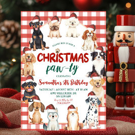 Weihnachten Gingham Hund Paw-ty Tierliebhaber Gebu Einladung