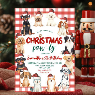 Weihnachten Gingham Hund Paw-ty Tierliebhaber Gebu Einladung