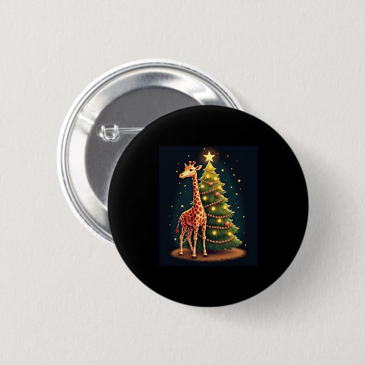 Weihnachten Giraffe Offiziellen BaumTopper Funny T Button (Vorne & Hinten)