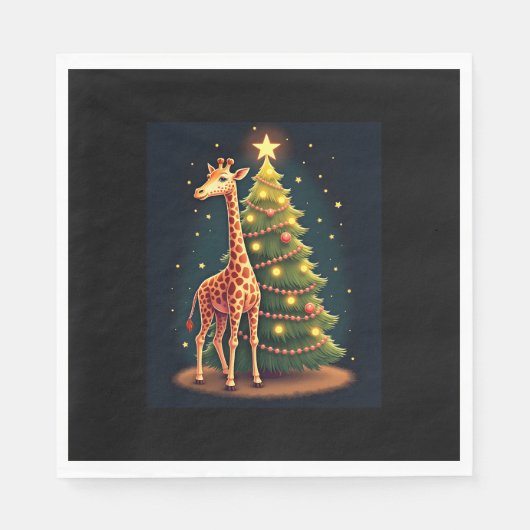 Weihnachten Giraffe Offiziellen BaumTopper Funny T Serviette (Vorderseite)