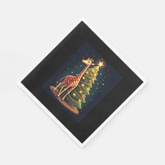 Weihnachten Giraffe Offiziellen BaumTopper Funny T Serviette (Ecke)