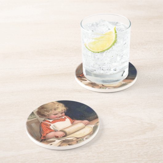 Weihnachten - Girl Baking Cookies Getränkeuntersetzer (Seite)