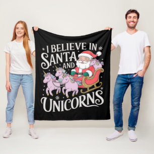 Weihnachten glaube ich an Weihnachten und Einhörne Fleecedecke