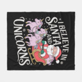 Weihnachten glaube ich an Weihnachten und Einhörne Fleecedecke (Vorderseite (Horizontal))