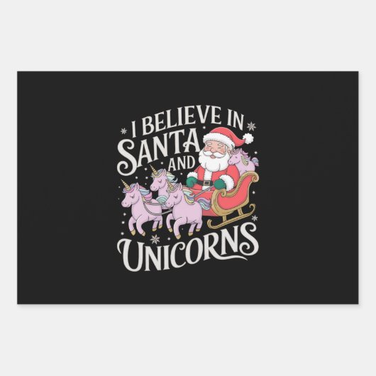 Weihnachten glaube ich an Weihnachten und Einhörne Geschenkpapier Set (Vorderseite)