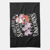 Weihnachten glaube ich an Weihnachten und Einhörne Geschirrtuch (Vertikal)