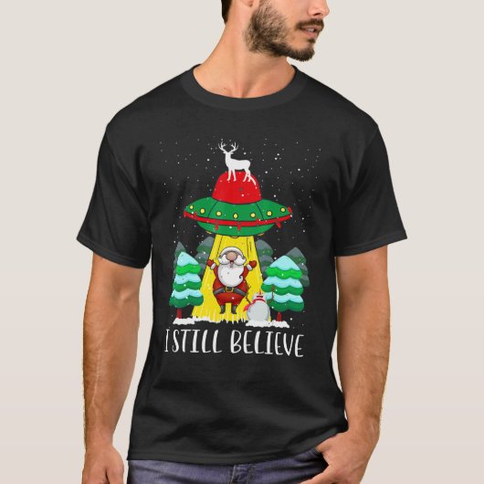 Weihnachten glaube ich noch Weihnachtsmann UFO für T-Shirt (Vorderseite)