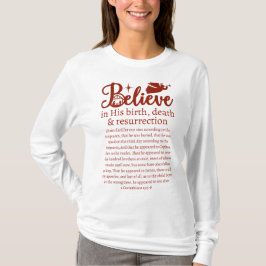 Weihnachten Glaube Jesus Krippe Weiße rote Schrift T-Shirt