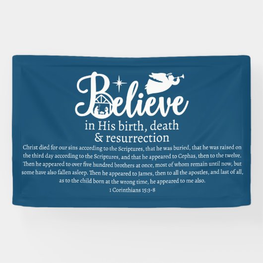 Weihnachten glauben an Jesus Krippe Blau Weiß Banner (Horizontal)