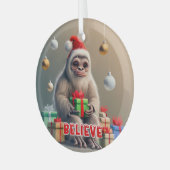 Weihnachten glauben, das Sasquatch Bigfoot Ornament Aus Glas (Vorderseite links)