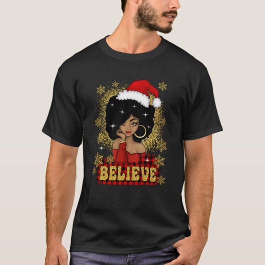 Weihnachten Glauben Santa African American Black W T-Shirt (Vorderseite)