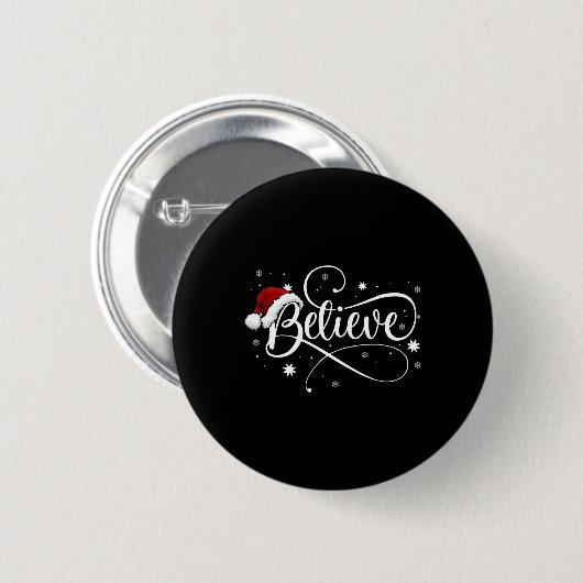 Weihnachten - Glauben Sie den Weihnachtsmann glaub Button (Vorne & Hinten)