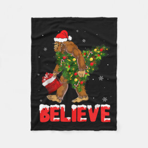 Weihnachten glaubt Bigfoot Funny Weihnachten Baum Fleecedecke