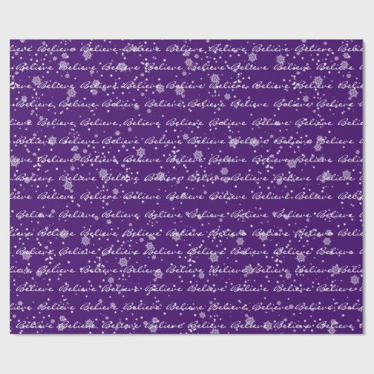 Weihnachten glaubt Text und Schneeflocken Geschenkpapier (Flach)