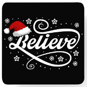 Weihnachten glaubt Weihnachtsmann - Weihnachtsmann Rechteckiger Pappuntersetzer