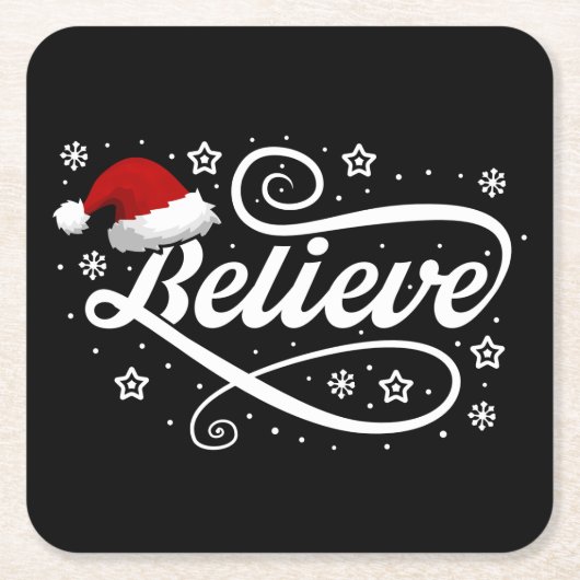 Weihnachten glaubt Weihnachtsmann - Weihnachtsmann Rechteckiger Pappuntersetzer (Vorderseite)