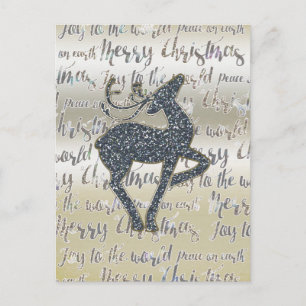 Weihnachten Glitter RENTIER Feiertags-Postkarte