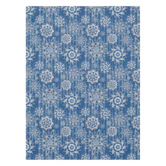 Weihnachten-Glitzer-Eisräder und Schneeflocken-Bla Tischdecke (Vorderseite)