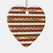 Weihnachten Glitzer Gold Rote Herzen Streifen Keramik Ornament (Rechts)