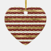 Weihnachten Glitzer Gold Rote Herzen Streifen Keramik Ornament (Vorne)
