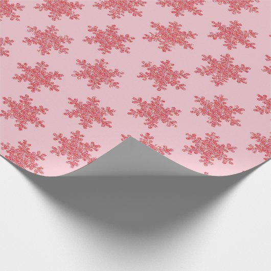 Weihnachten Glitzer Pink Snowflake Shine Geschenkpapier (Ecke)