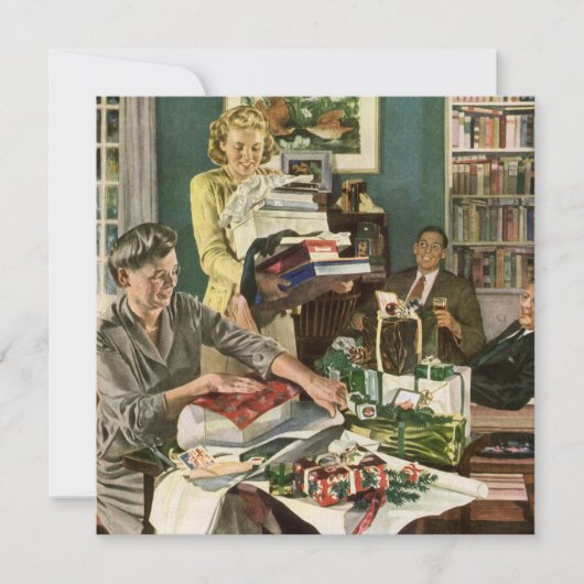 Weihnachten, glückliche Familiengeschenke Feiertagskarte (Vorderseite)