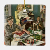 Weihnachten, glückliche Familiengeschenke Keramikornament (Rückseite)