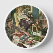 Weihnachten, glückliche Familiengeschenke Wanduhr (Vorderseite)