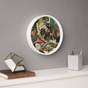 Weihnachten, glückliche Familiengeschenke Wanduhr