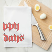 Weihnachten, glückliche Feiertage Text rote Buchst Geschirrtuch (Viertel Falte)