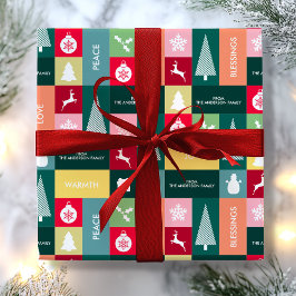 Weihnachten glückliche Tage Moderner Name Geschenkpapier