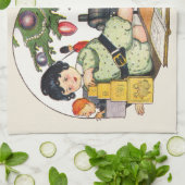 Weihnachten, glücklicher Junge spielen mit Spielze Geschirrtuch (Gefaltet)