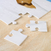 Weihnachten, glücklicher Lebkuchen-Mann im Schnee Puzzle (Seite)