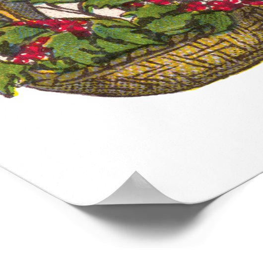 Weihnachten, glückliches Mädchen spielen mit Puppe Poster (Ecke)